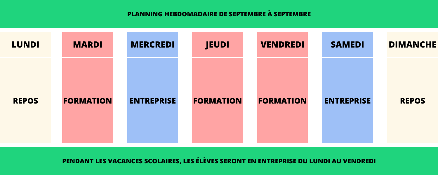 Planning de la formation BPJEPS